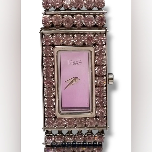 D & G Dolce and Gabbana Silver Stainless & Pink Swarovski Crystal Watch - Picture 8 of 11